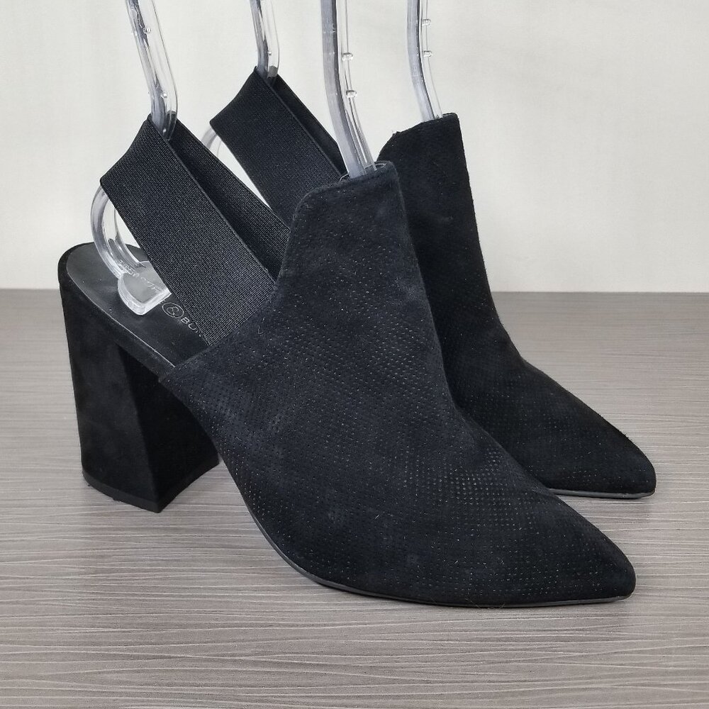 Treasure & Bond Singback Block Heel Booties, Perforated Black Suede, Size 6.5